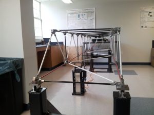 Experimental bridge truss segment in the lab